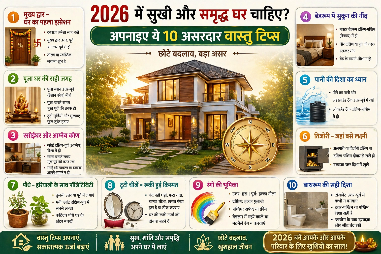 2026 में सुखी और समृद्ध घर चाहिए? अपनाइए ये 10 असरदार वास्तु टिप्स